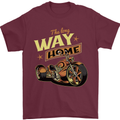 Long Way Home Motorcycle Chopper Biker Mens T-Shirt 100% Cotton Maroon