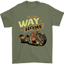 Long Way Home Motorcycle Chopper Biker Mens T-Shirt 100% Cotton Military Green