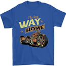 Long Way Home Motorcycle Chopper Biker Mens T-Shirt 100% Cotton Royal Blue
