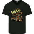 Long Way Home Motorcycle Chopper Biker Mens V-Neck Cotton T-Shirt Black