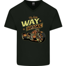 Long Way Home Motorcycle Chopper Biker Mens V-Neck Cotton T-Shirt Black
