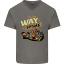 Long Way Home Motorcycle Chopper Biker Mens V-Neck Cotton T-Shirt Charcoal