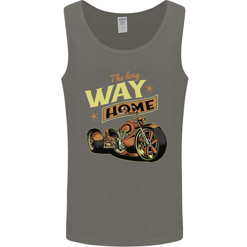 Long Way Home Motorcycle Chopper Biker Mens Vest Tank Top Charcoal