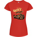 Long Way Home Motorcycle Chopper Biker Womens Petite Cut T-Shirt Red