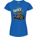 Long Way Home Motorcycle Chopper Biker Womens Petite Cut T-Shirt Royal Blue