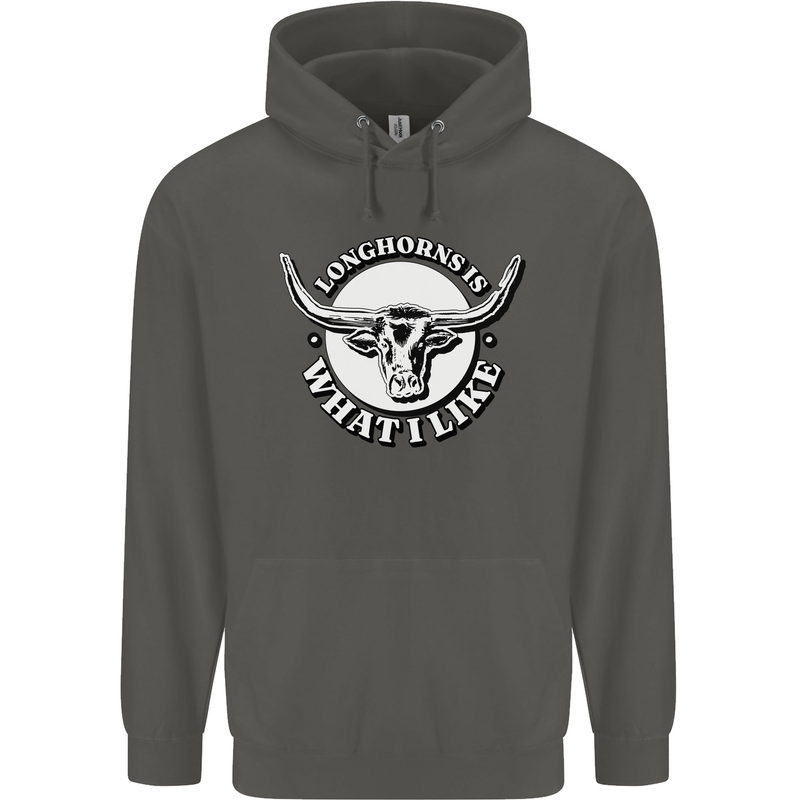 Longhorns is What I Like Cow Cattle Childrens Kids Hoodie Storm Grey