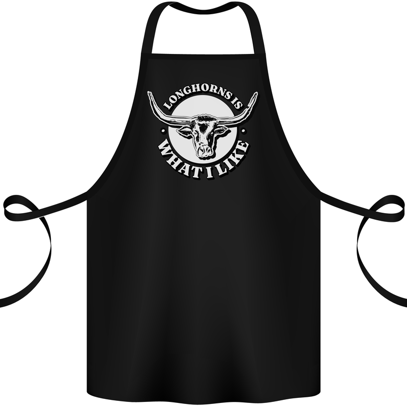 Longhorns is What I Like Cow Cattle Cotton Apron 100% Organic Black