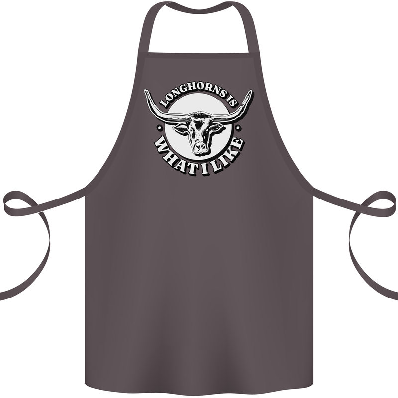Longhorns is What I Like Cow Cattle Cotton Apron 100% Organic Dark Grey