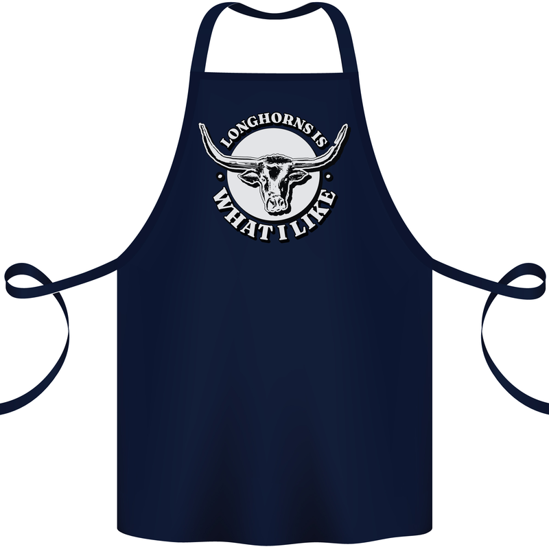 Longhorns is What I Like Cow Cattle Cotton Apron 100% Organic Navy Blue