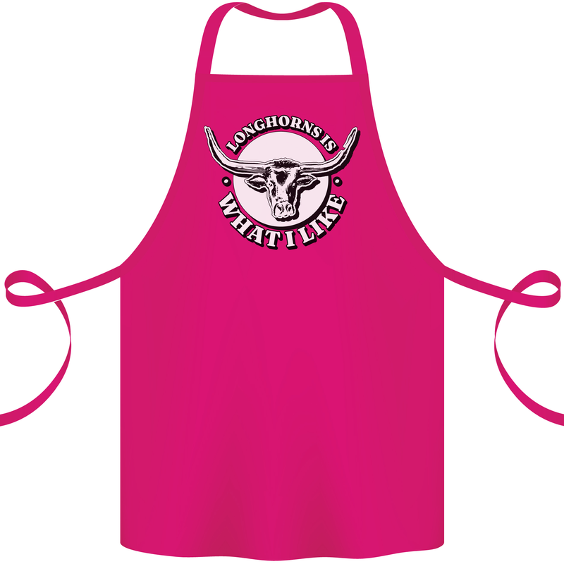 Longhorns is What I Like Cow Cattle Cotton Apron 100% Organic Pink