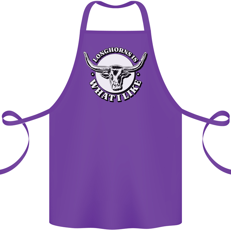 Longhorns is What I Like Cow Cattle Cotton Apron 100% Organic Purple