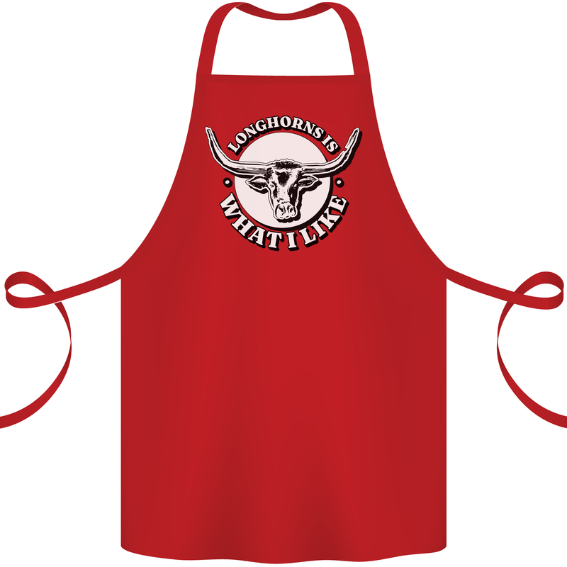 Longhorns is What I Like Cow Cattle Cotton Apron 100% Organic Red
