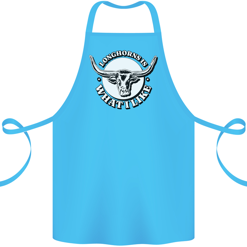 Longhorns is What I Like Cow Cattle Cotton Apron 100% Organic Turquoise