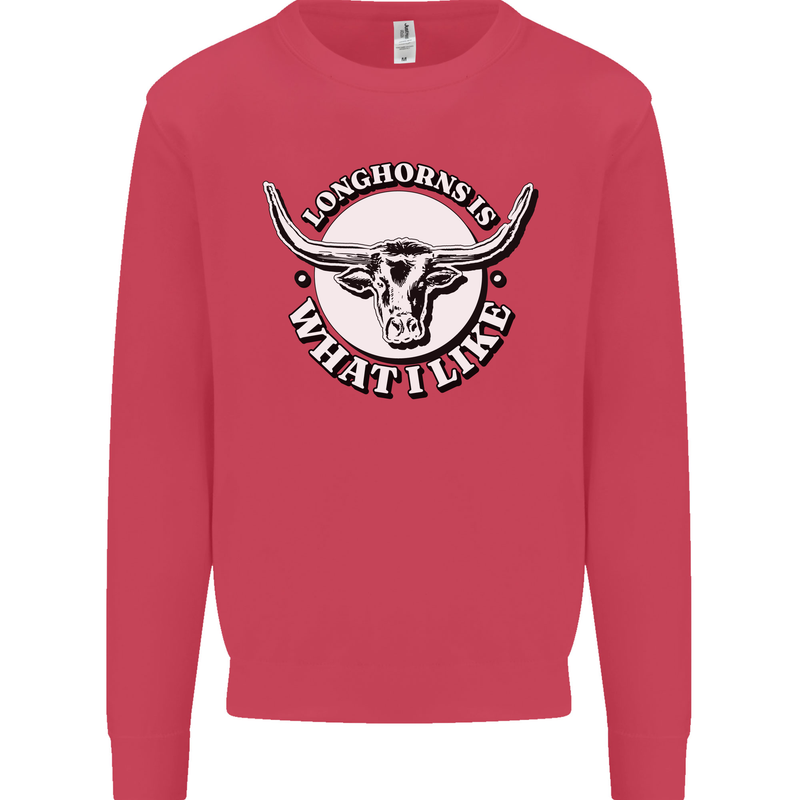 Longhorns is What I Like Cow Cattle Kids Sweatshirt Jumper Heliconia
