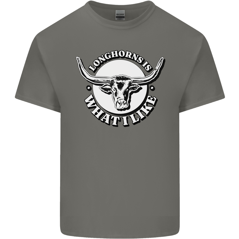 Longhorns is What I Like Cow Cattle Kids T-Shirt Childrens Charcoal