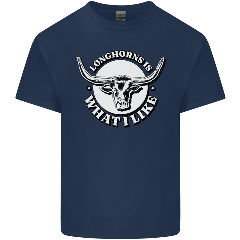 Longhorns is What I Like Cow Cattle Kids T-Shirt Childrens Navy Blue
