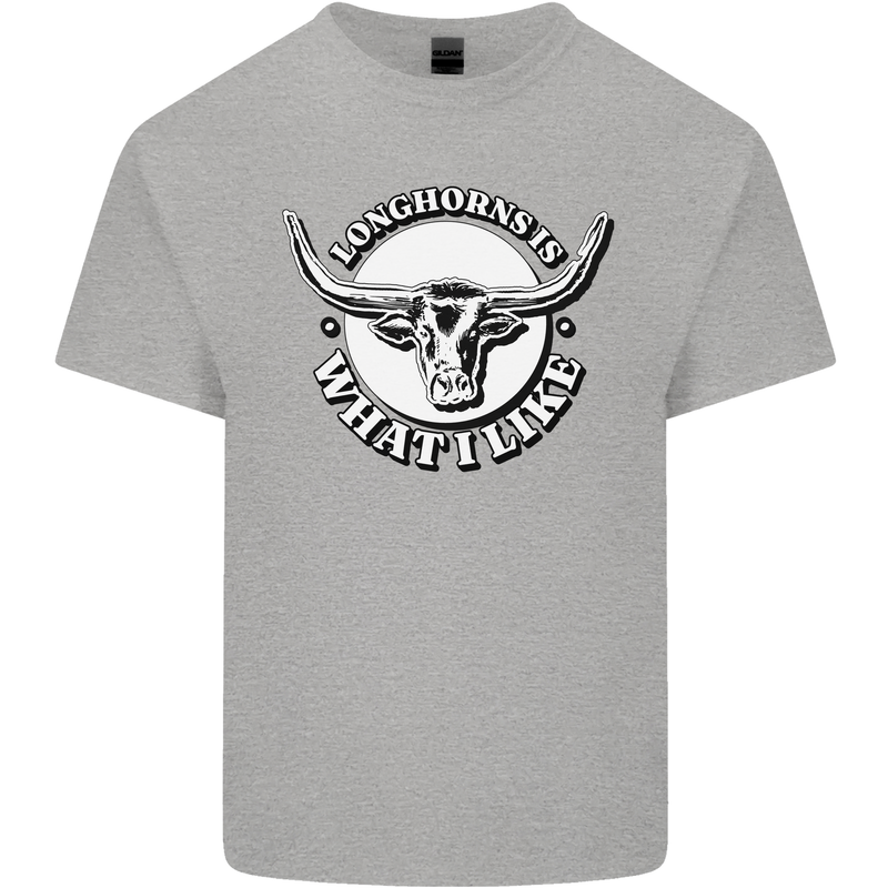 Longhorns is What I Like Cow Cattle Kids T-Shirt Childrens Sports Grey