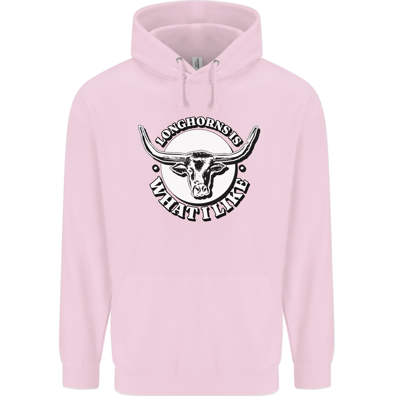 Longhorns is What I Like Cow Cattle Mens 80% Cotton Hoodie Light Pink
