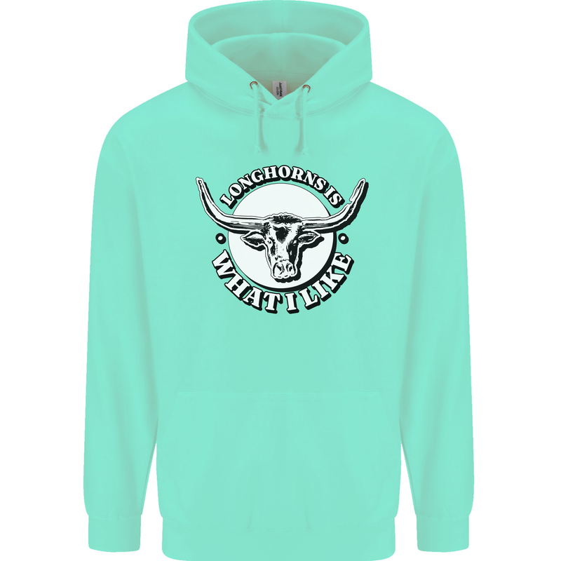 Longhorns is What I Like Cow Cattle Mens 80% Cotton Hoodie Peppermint