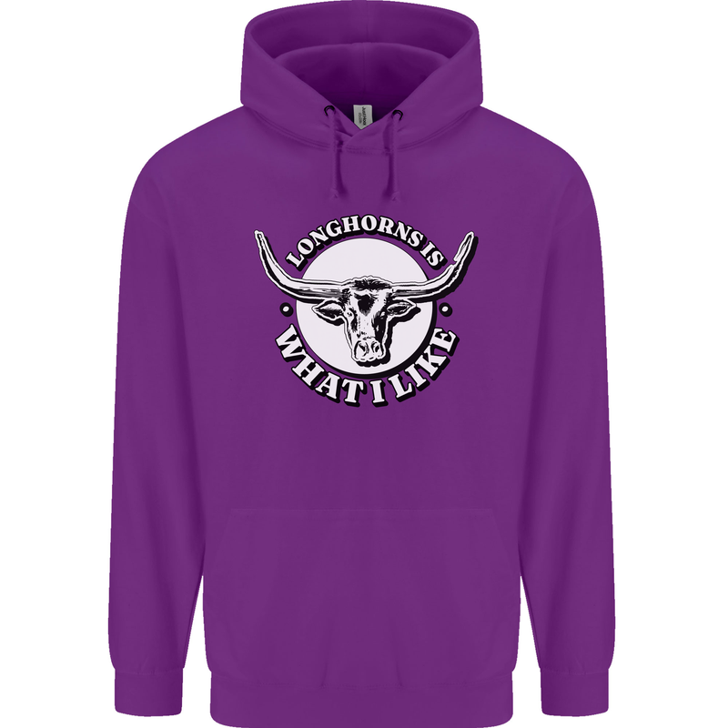 Longhorns is What I Like Cow Cattle Mens 80% Cotton Hoodie Purple