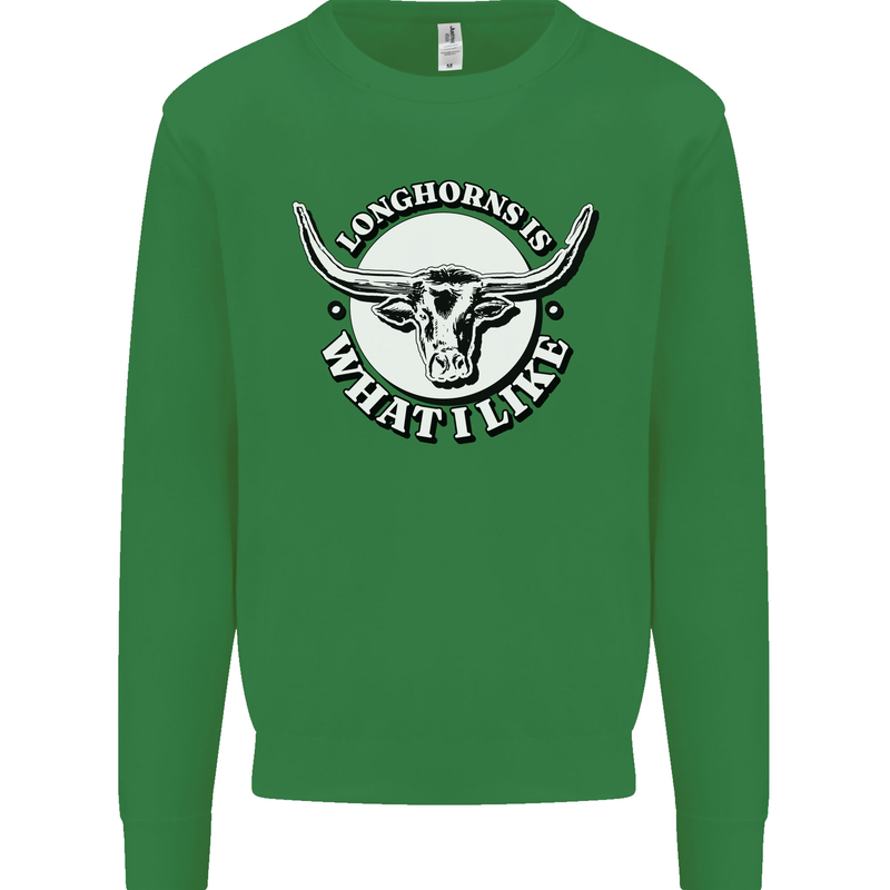 Longhorns is What I Like Cow Cattle Mens Sweatshirt Jumper Irish Green
