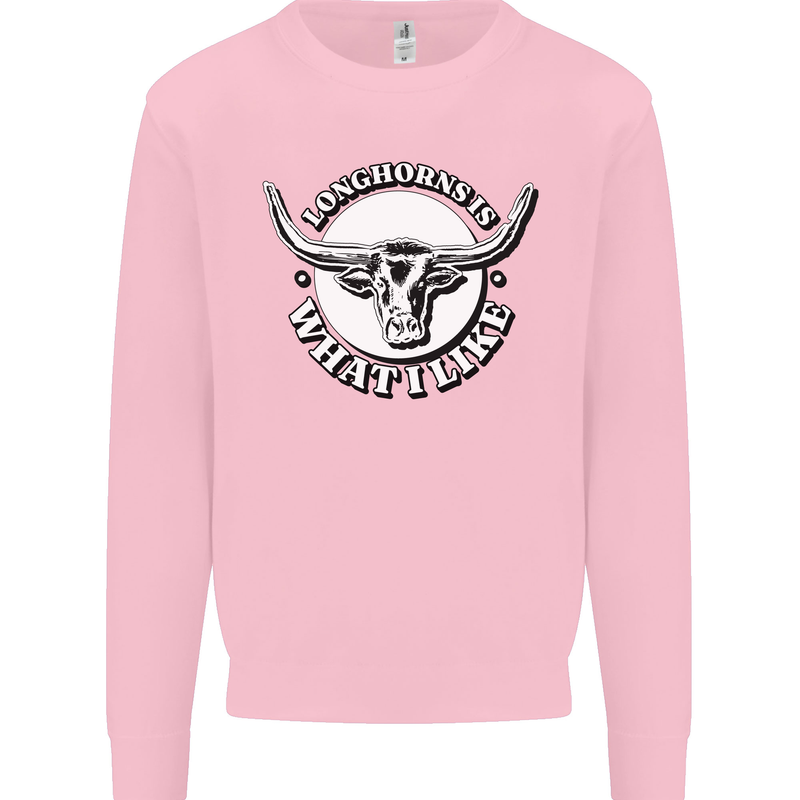 Longhorns is What I Like Cow Cattle Mens Sweatshirt Jumper Light Pink