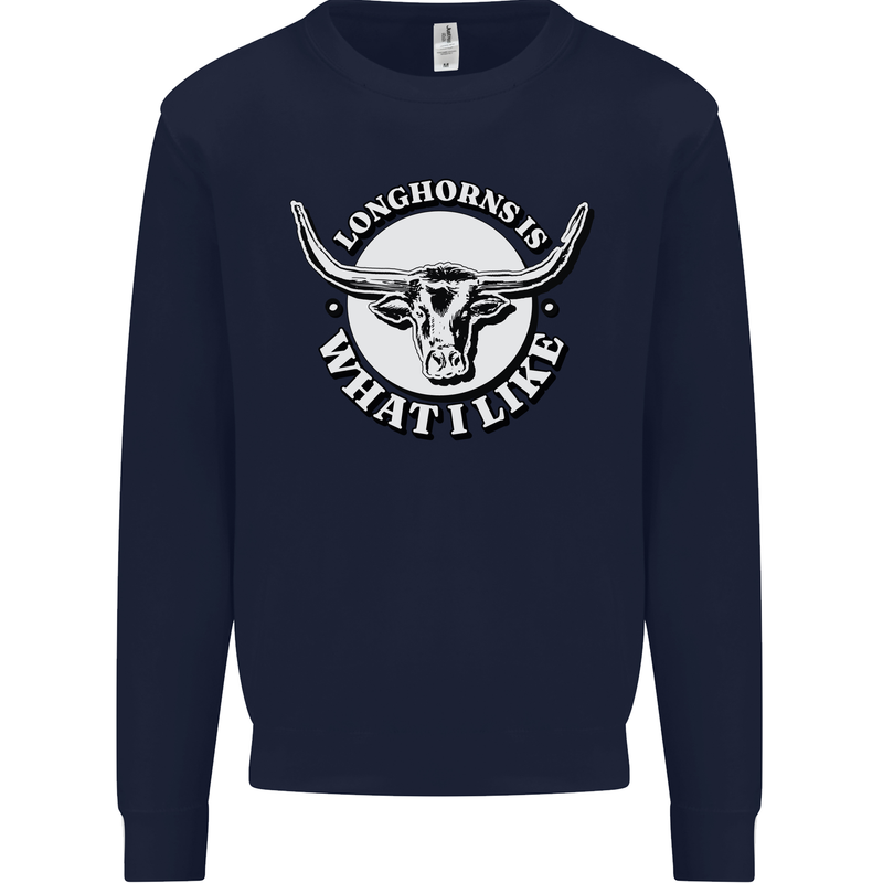 Longhorns is What I Like Cow Cattle Mens Sweatshirt Jumper Navy Blue