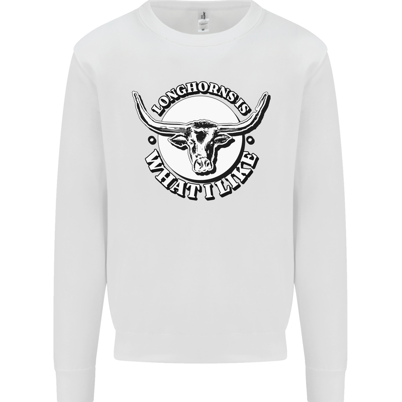 Longhorns is What I Like Cow Cattle Mens Sweatshirt Jumper White