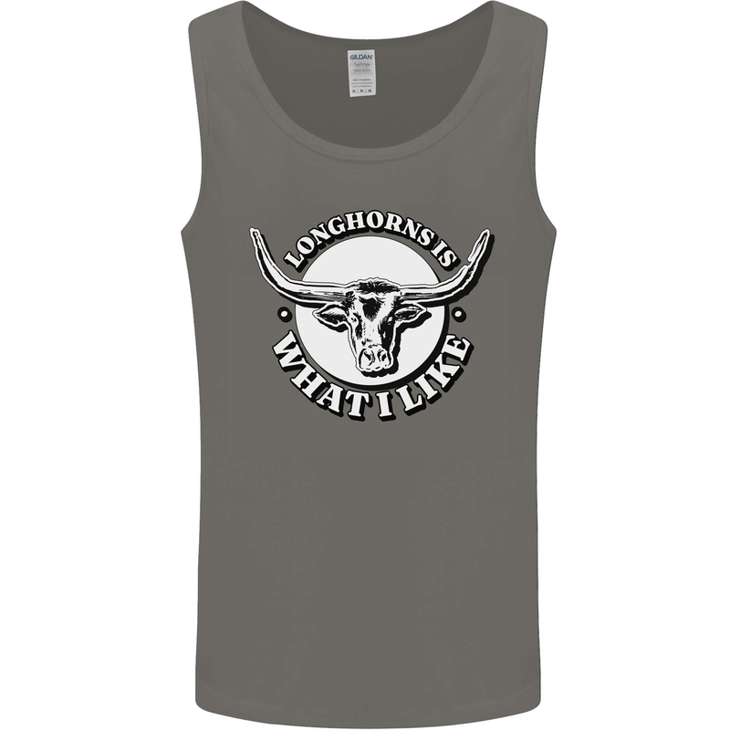 Longhorns is What I Like Cow Cattle Mens Vest Tank Top Charcoal