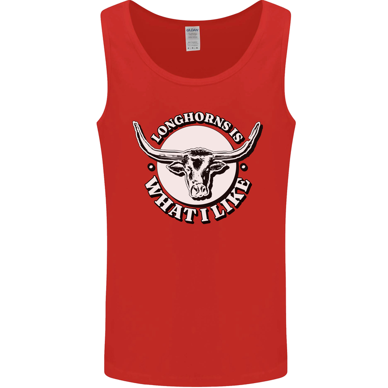 Longhorns is What I Like Cow Cattle Mens Vest Tank Top Red