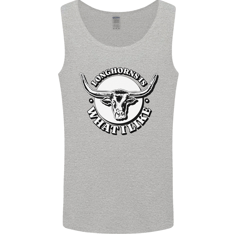 Longhorns is What I Like Cow Cattle Mens Vest Tank Top Sports Grey