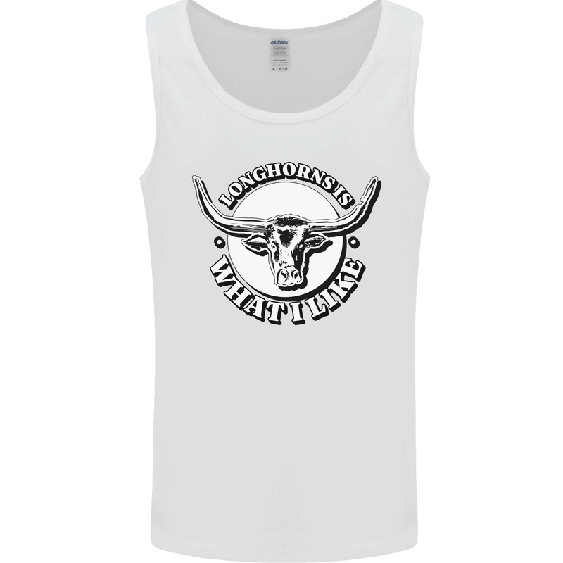 Longhorns is What I Like Cow Cattle Mens Vest Tank Top White