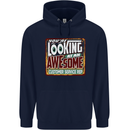 Looking at an Awesome Customer Service Rep Mens 80% Cotton Hoodie Navy Blue
