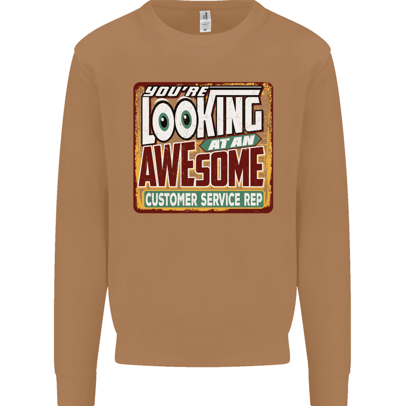 Looking at an Awesome Customer Service Rep Mens Sweatshirt Jumper Caramel Latte