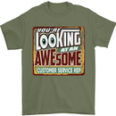 Looking at an Awesome Customer Service Rep Mens T-Shirt Cotton Gildan Military Green