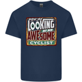 Looking at an Awesome Cyclist Cycling Kids T-Shirt Childrens Navy Blue