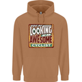 Looking at an Awesome Cyclist Cycling Mens 80% Cotton Hoodie Caramel Latte