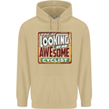 Looking at an Awesome Cyclist Cycling Mens 80% Cotton Hoodie Sand