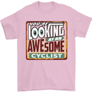 Looking at an Awesome Cyclist Cycling Mens T-Shirt Cotton Gildan Light Pink