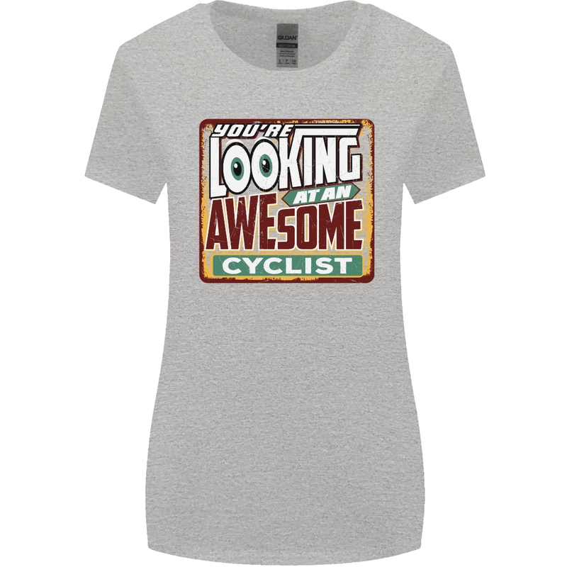 Looking at an Awesome Cyclist Cycling Womens Wider Cut T-Shirt Sports Grey