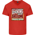 Looking at an Awesome Financial Advisor Mens V-Neck Cotton T-Shirt Red