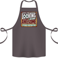 Looking at an Awesome Fitness Instructor Cotton Apron 100% Organic Dark Grey