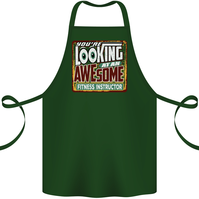 Looking at an Awesome Fitness Instructor Cotton Apron 100% Organic Forest Green
