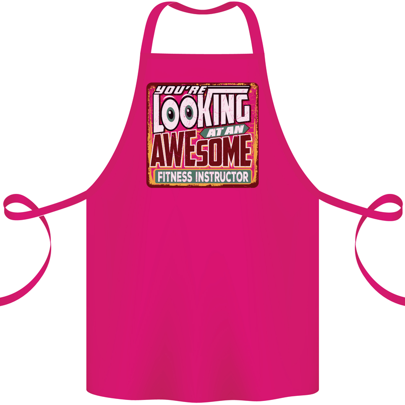Looking at an Awesome Fitness Instructor Cotton Apron 100% Organic Pink