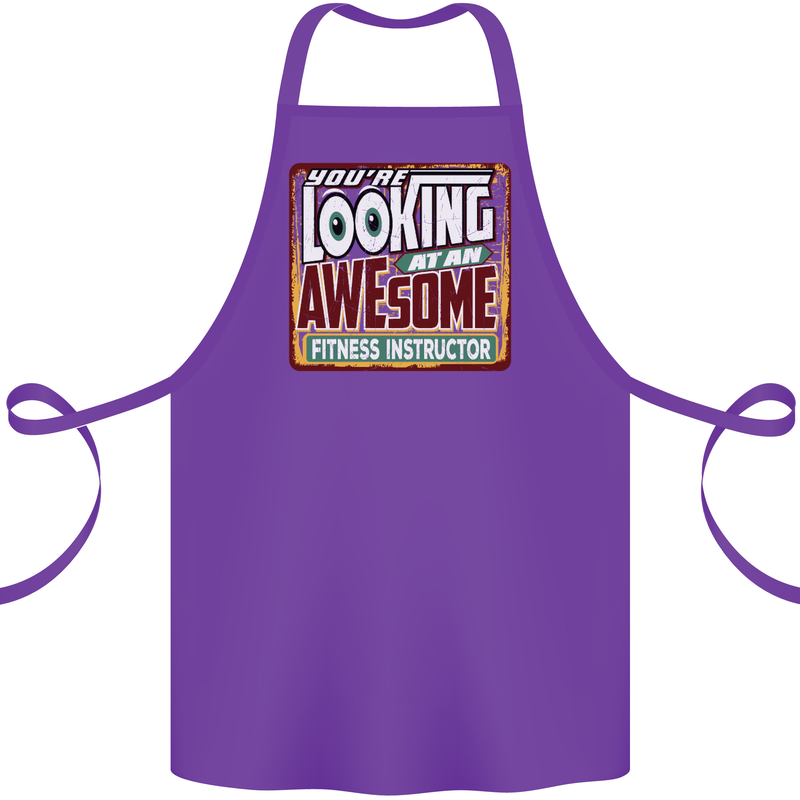 Looking at an Awesome Fitness Instructor Cotton Apron 100% Organic Purple