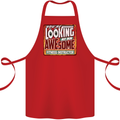 Looking at an Awesome Fitness Instructor Cotton Apron 100% Organic Red