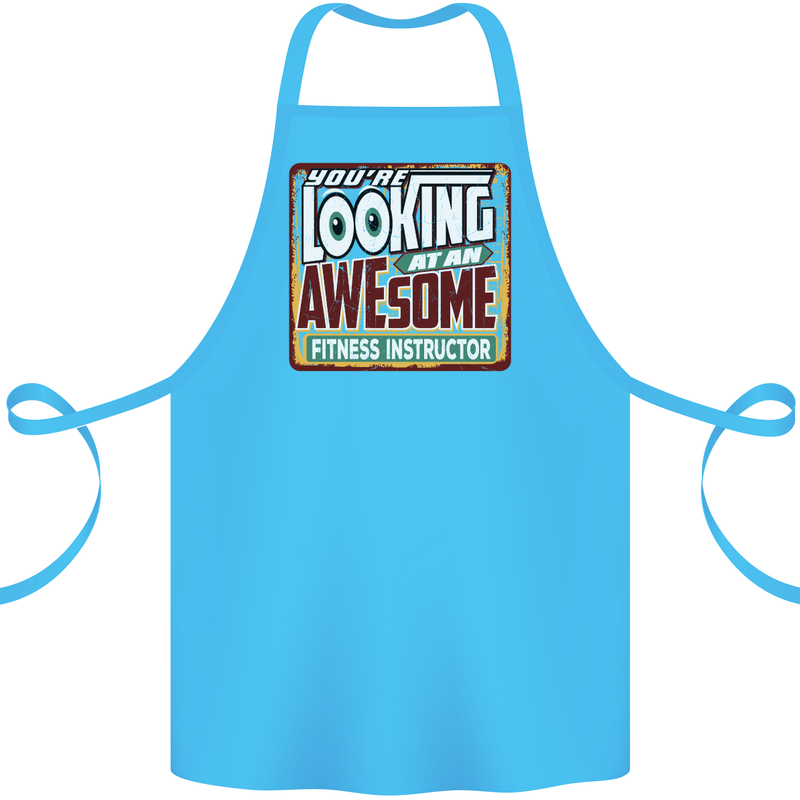 Looking at an Awesome Fitness Instructor Cotton Apron 100% Organic Turquoise