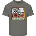 Looking at an Awesome Flight Attendant Mens Cotton T-Shirt Tee Top Charcoal