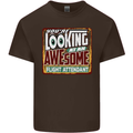 Looking at an Awesome Flight Attendant Mens Cotton T-Shirt Tee Top Dark Chocolate