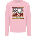 Looking at an Awesome Flight Attendant Mens Sweatshirt Jumper Light Pink